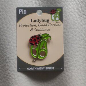 'Ladybug Sits on Leaf' Pin Indigenous Design by Angela Kimble, Coast Salish
